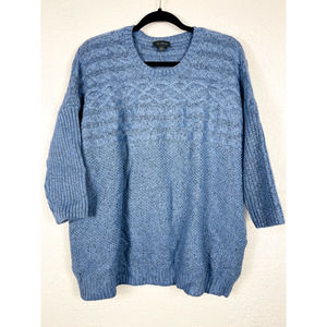 The Limited Knit Sweater Heather Blue 3/4 Sleeve Size Large Y2K Crew Neck
